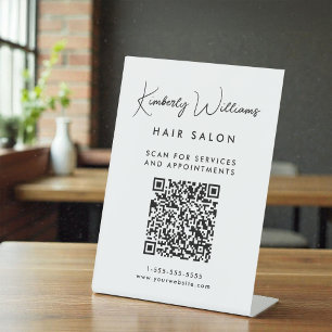 Geschäftsunterschrift Script QR Code Sockelschild