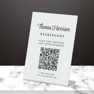 Geschäftsunterschrift Script QR Code Sockelschild