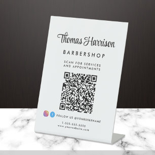 Geschäftsunterschrift Script QR Code Sockelschild
