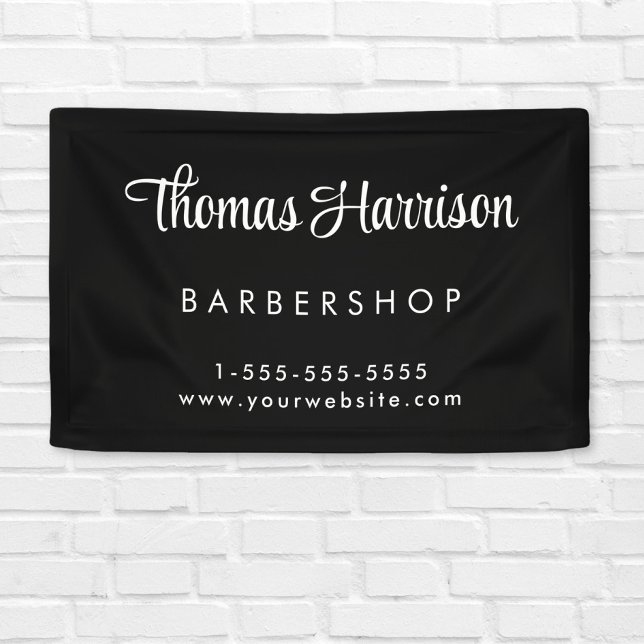 Geschäftsunterschrift Skript schwarze Werbung Banner (Empower your name in our signature script as your logo and brand identity)