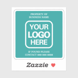 Geschäftsvermögen | Aquamarin | Weißes Logo Aufkleber