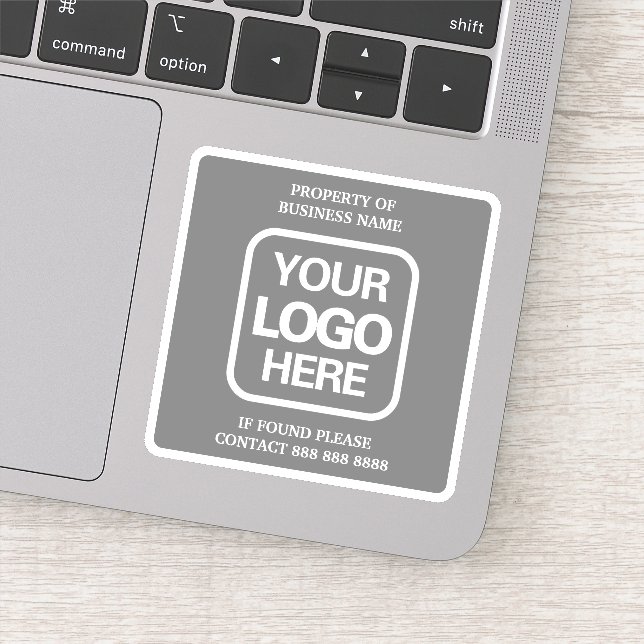 Geschäftsvermögen | Grau | Weißes Logo Aufkleber (Detail)