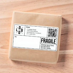 Geschäftsversand-Logo QR-Code Fragile Warnung
