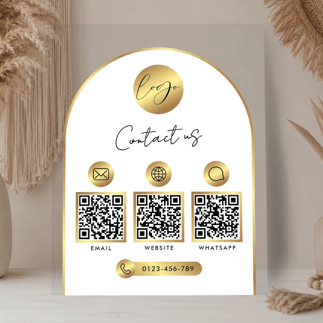 Geschäftswebsite-Info Gold Logo QR-Code Klar Acrylschild (Von Creator hochgeladen)