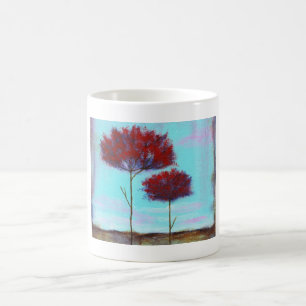 Geschätzte, abstrakte Kunst-Landschaftsrot-Bäume Tasse