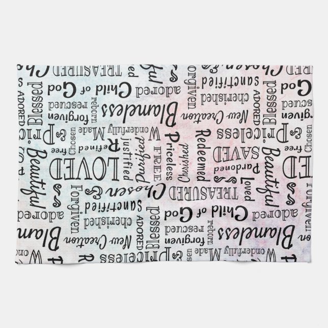 Geschätzte Christliche Worte der Bestätigung Geschirrtuch (Horizontal)