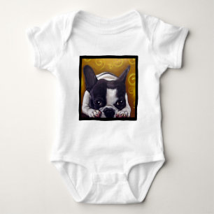 Geschecktes Frenchie Nickerchen Baby Strampler