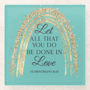 Geschehen zu Liebe Goldene Regenbogen Glasuntersetzer