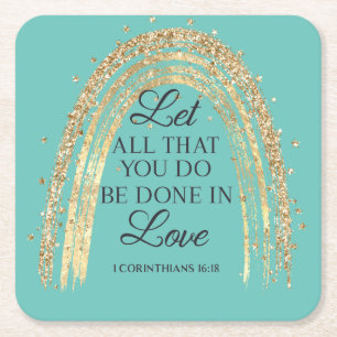 Geschehen zu Liebe Goldene Regenbogen Rechteckiger Pappuntersetzer