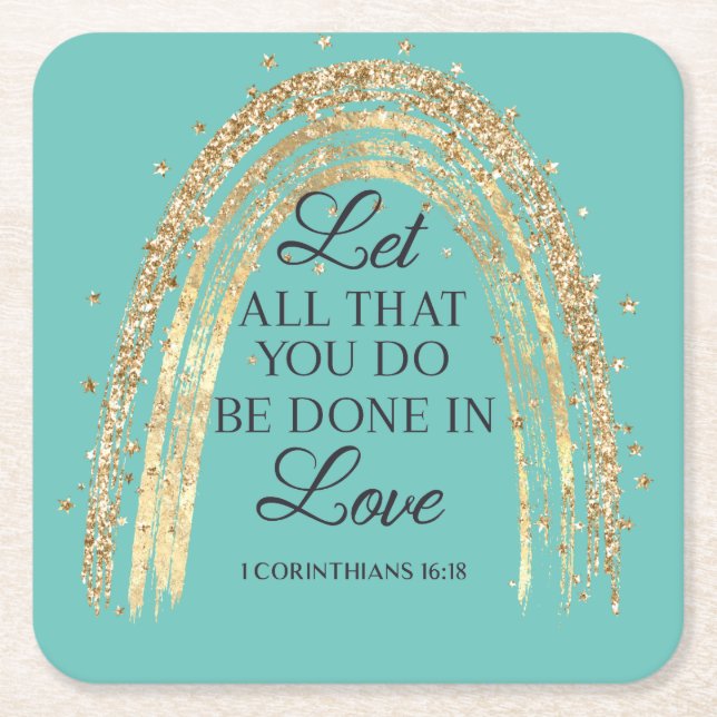 Geschehen zu Liebe Goldene Regenbogen Rechteckiger Pappuntersetzer (Vorderseite)