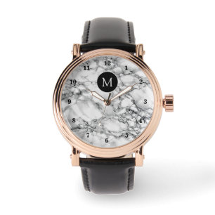 Geschenk aus weißem Marmor mit individuellem Buchs Armbanduhr