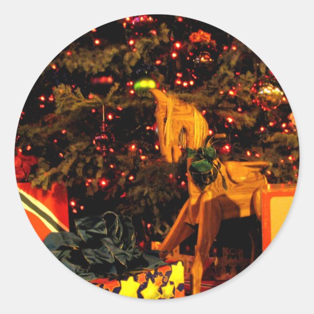 Geschenk-Baum 3 Runder Aufkleber (Vorderseite)