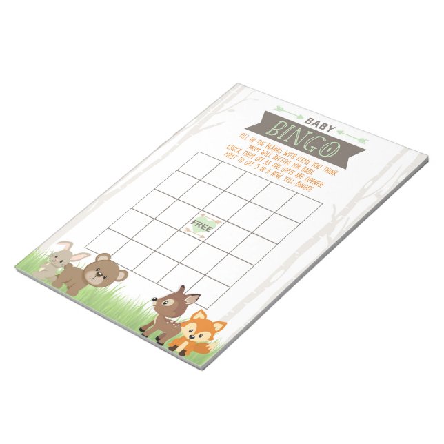 Geschenk Bingo Woodland Animals Baby Showspiel Pac Notizblock (angewinkelt)