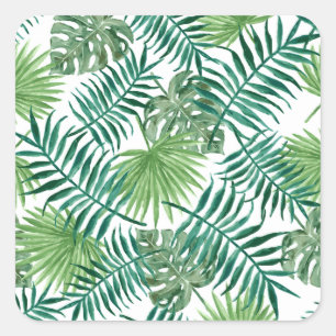Geschenk-Blatt, Pflanze, Palme, Grün, natürliche Quadratischer Aufkleber