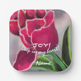 Geschenk Blumendesign, personalisieren Typografie Pappteller