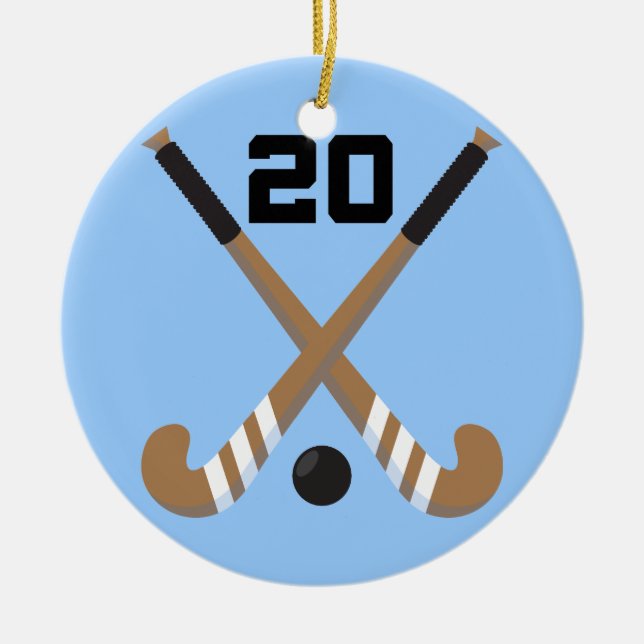 Geschenk der Feld-Hockey-Spieler-einheitliches Keramik Ornament (Vorne)
