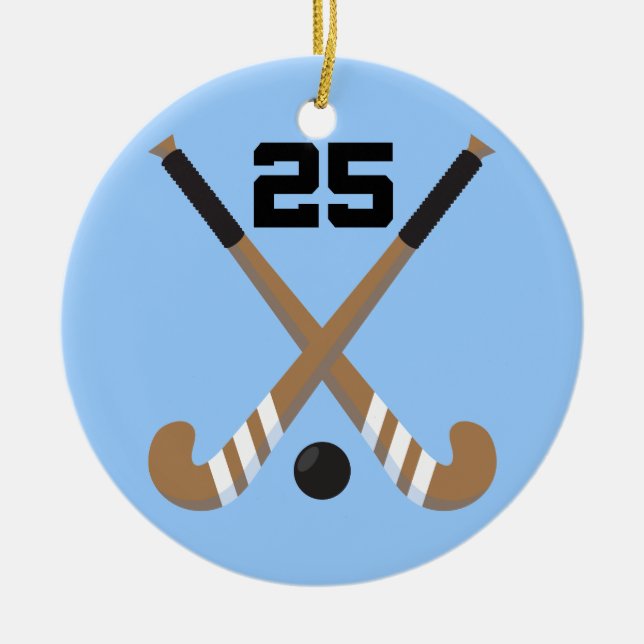 Geschenk der Feld-Hockey-Spieler-einheitliches Keramik Ornament (Vorne)