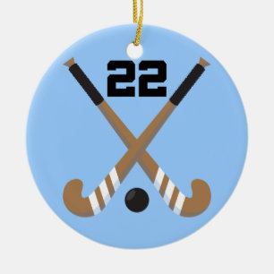 Geschenk der Feld-Hockey-Spieler-einheitliches Keramikornament