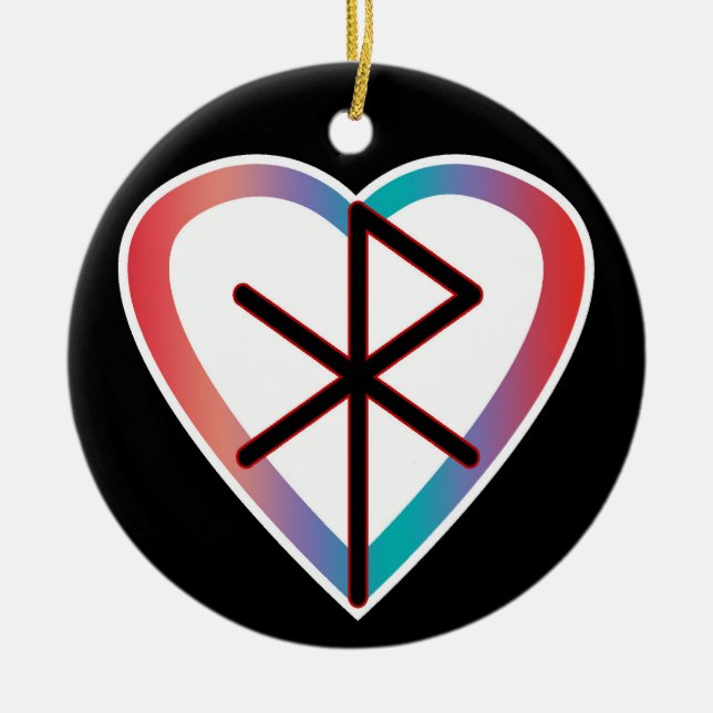 Geschenk der Liebe Viking Bindrune Keramik Ornament (Vorne)