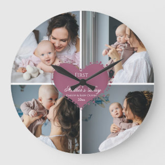 Geschenk der niedlichen Mutter | FotoCollage Große Wanduhr