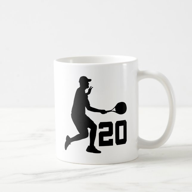 Geschenk der Tennis-Spieler-Zahl-20 Kaffeetasse (Rechts)