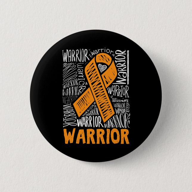 Geschenk des Blutzenkrebs-Kriegers Orange-Ribbon-B Button (Vorderseite)