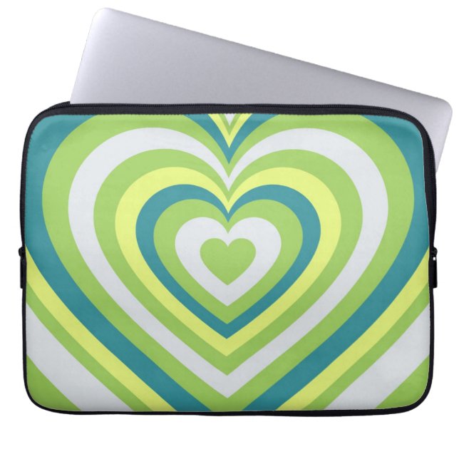 Geschenk des grünen Herzens Whimsical Valentinstag Laptopschutzhülle (Vorderseite)