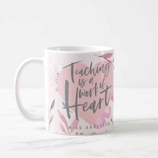 Geschenk des Lehrers Aquarellherz Kaffeetasse (Links)