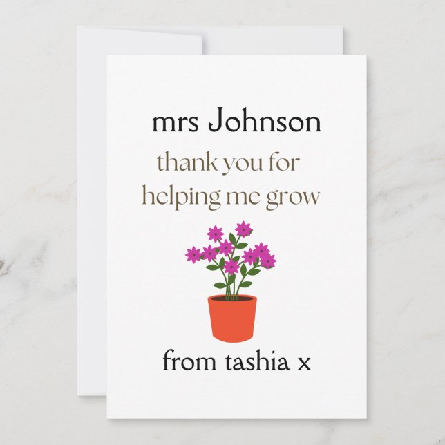 Geschenk des personalisierten Lehrers, Geschenk de Dankeskarte (Vorderseite)