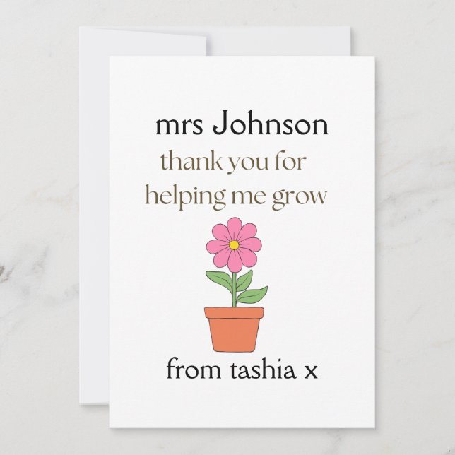 Geschenk des personalisierten Lehrers, Geschenk de Dankeskarte (Vorderseite)