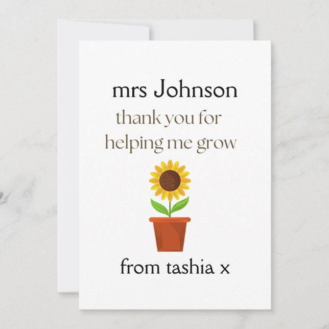 Geschenk des personalisierten Lehrers, Geschenk de Dankeskarte (Vorderseite)