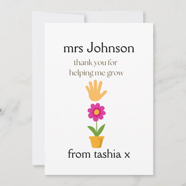 Geschenk des personalisierten Lehrers, Geschenk de Dankeskarte (Vorderseite)