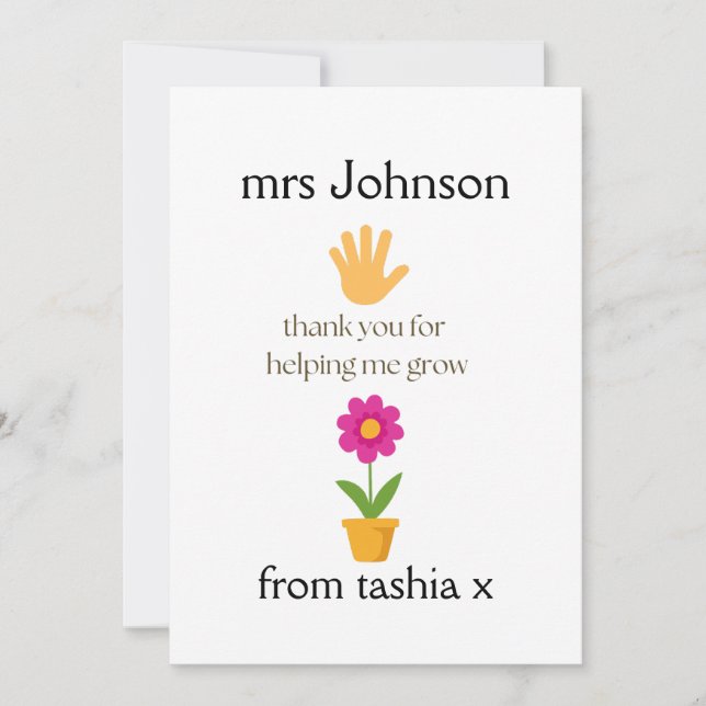 Geschenk des personalisierten Lehrers, Geschenk de Dankeskarte (Vorderseite)
