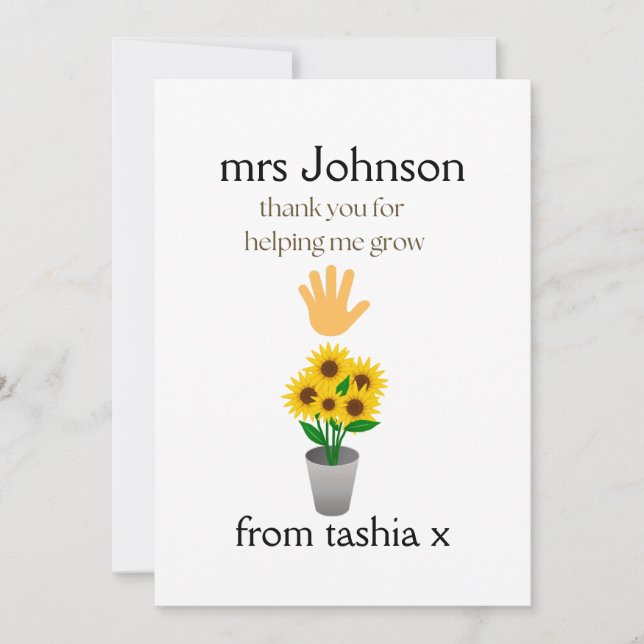 Geschenk des personalisierten Lehrers, Geschenk de Dankeskarte (Vorderseite)