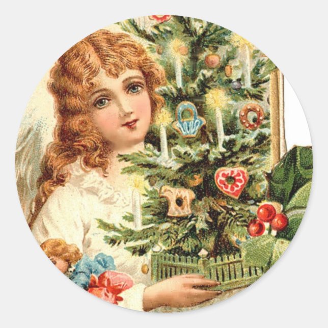 Geschenk eines Engels zu Weihnachten Runder Aufkleber (Vorderseite)