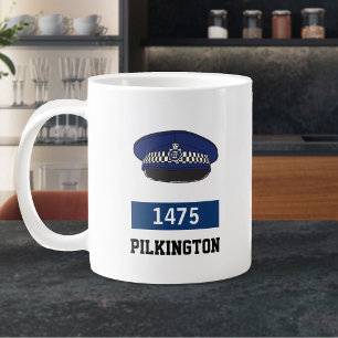 Geschenk eines Polizeibeamten. UK Police Flat Cap Jumbo-Tasse