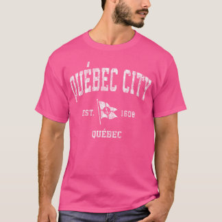 Geschenk Flagge Quebec City Kanada Nautischer Boot T-Shirt