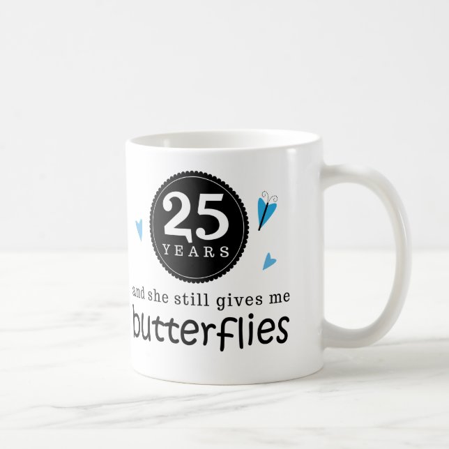 Geschenk für 25. Hochzeitstag-Schmetterling Tasse (Rechts)