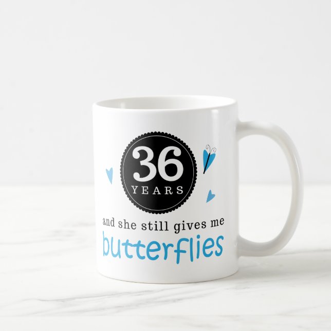 Geschenk für 36. Hochzeitstag-Schmetterling Kaffeetasse (Rechts)