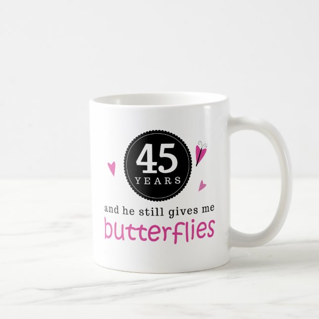 Geschenk für 45. Hochzeitstag-Schmetterling Tasse (Rechts)