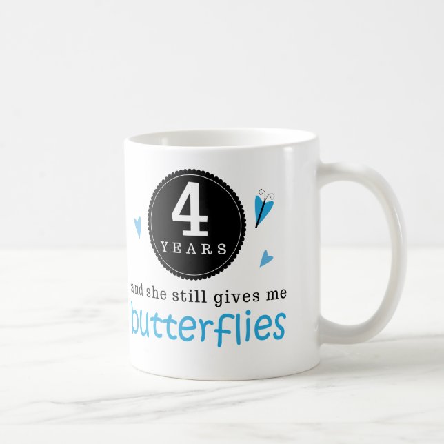 Geschenk für 4. Hochzeitstag-Schmetterling Tasse (Rechts)