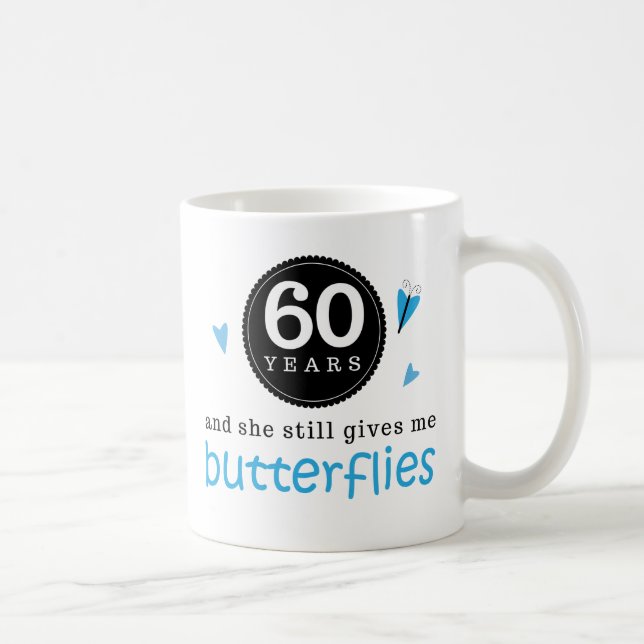 Geschenk für 60. Hochzeitstag-Schmetterling Kaffeetasse (Rechts)