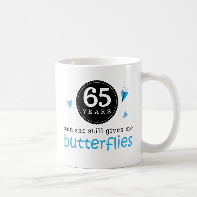 Geschenk für 65. Hochzeitstag-Schmetterling Kaffeetasse (Rechts)
