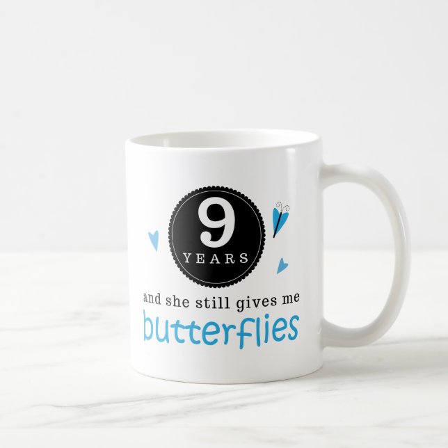 Geschenk für 9. Hochzeitstag-Schmetterling Kaffeetasse (Rechts)