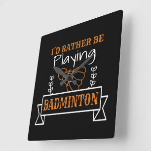 Geschenk für Badmintonspieler Quadratische Wanduhr