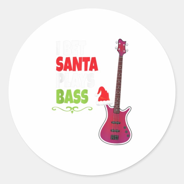 Geschenk für Bass Guitar Player Cool Weihnachten Runder Aufkleber (Vorderseite)