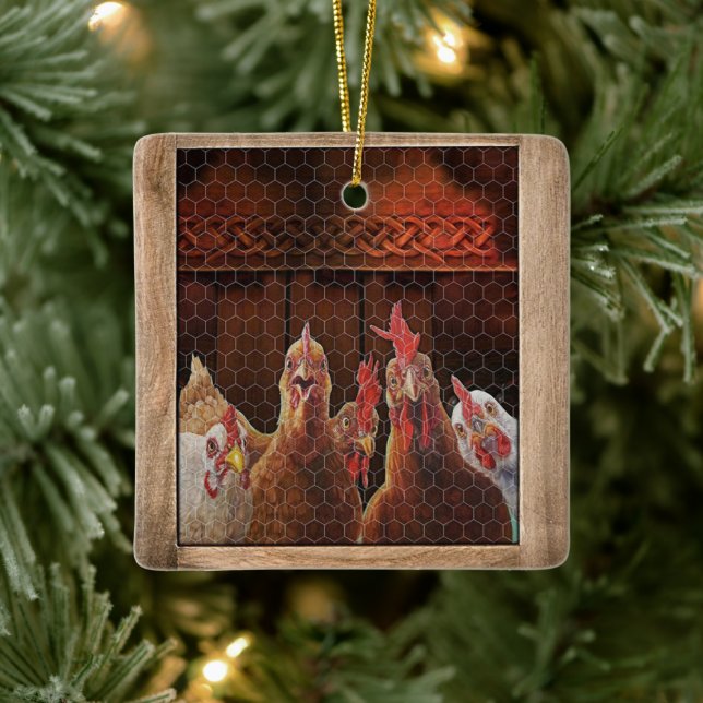 Geschenk für Bauer Hühnerrooster Hen Coop Xmas Far Keramikornament (Baum)