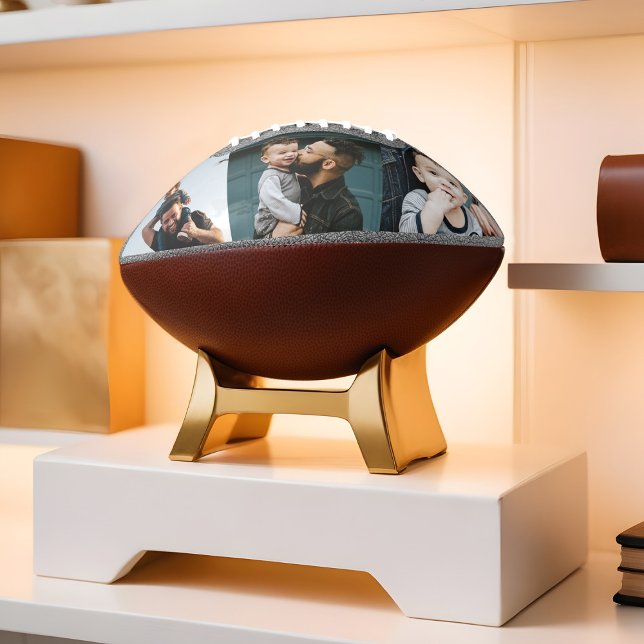 Geschenk für besten Vater je rustikal 3 FotoCollag Football (Gift For Best Dad Ever Rustic 3 Photo Collage Football)