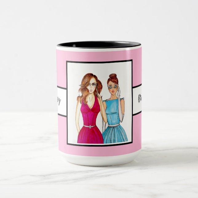 Geschenk für Bridesmaids Pink Ringer 15oz Tasse (Zentrum)