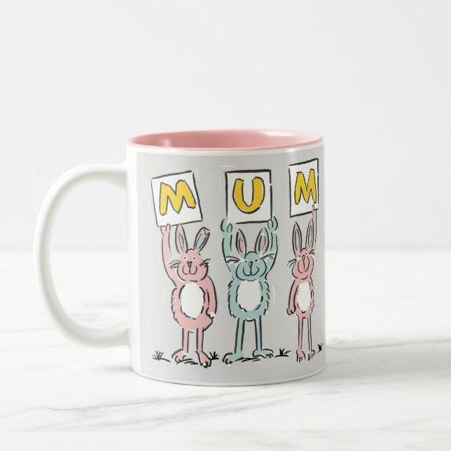 Geschenk für das Design von lustigen Kaninchen Zweifarbige Tasse (Links)